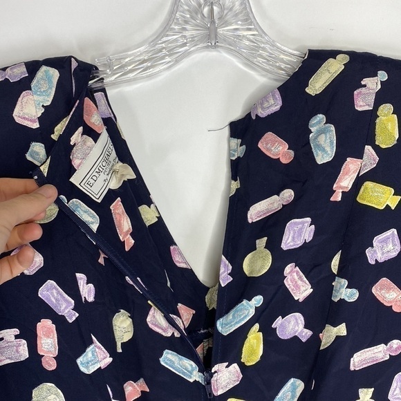 Vintage E.D Michaels By Melanie Drucker Perfume Bottle Navy Blue Dress Size 10 - Picture 9 of 13